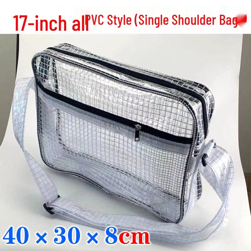 Transparent Anti-Static PVC Tool Bag - Dust-Free Cleanroom Crossbody/Shoulder Bag with Grid Storage