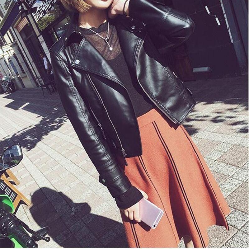 Modische Damen Slim Fit PU Lederjacke für Frühling und Herbst, Kurze und Vielseitige Jacke