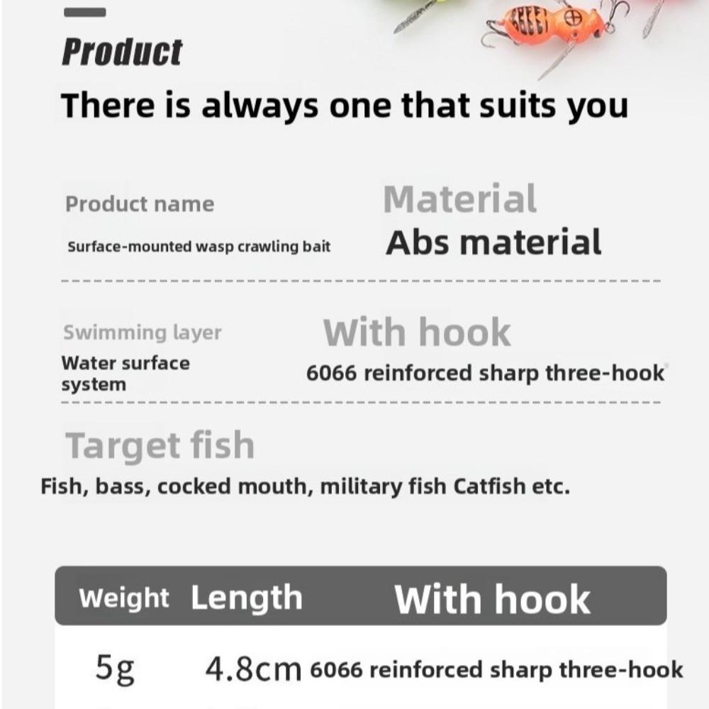 2026 5g Weight Fishing Lures Floating Design Insect Shape Bionic Swimbaits 48mm Size Wobblers Bass Fishing