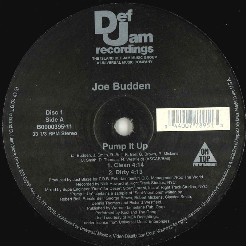 

12inch Record JOE BUDDEN Pump It Up B000039511 DEF JAM 2003 US Rap HipHopRB Used