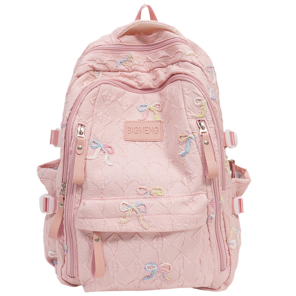 Schoolbag small fresh schoolbag female cute college student backpack high value bow junior high school student versatile large capacity backpack
