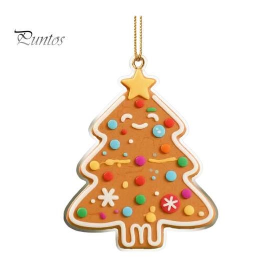 Holiday Gift for Family Friends Gingerbread Christmas Tree Pendant, Double-sided Acrylic Hanging Ornament Festive Seasonal Ideas Home Decor
