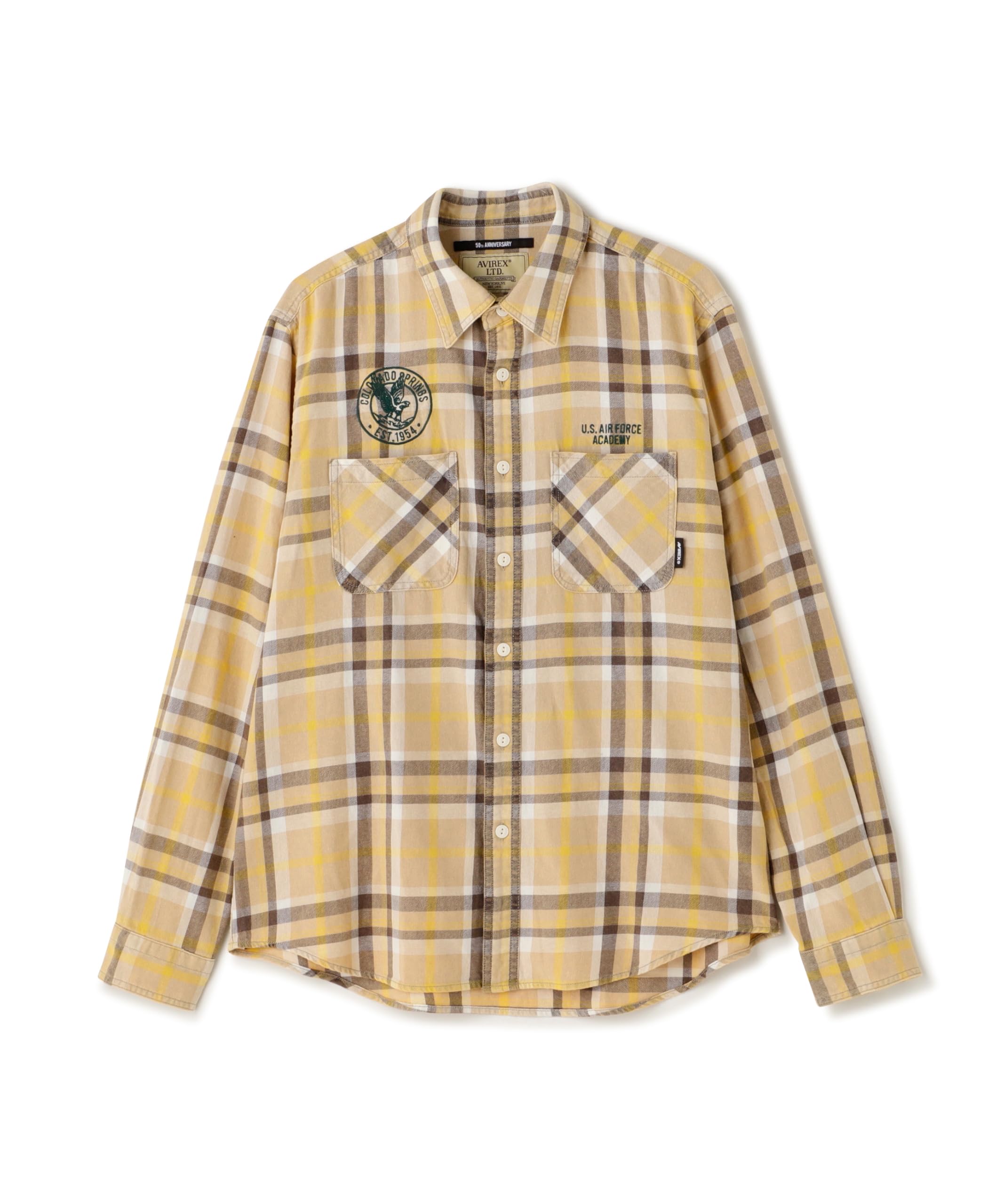 

Avirex FADE CHECK SHIRT USAFA Fade Check Size Shirt, Men s, L, 040, Beige, 783-5120006