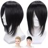 CaseEden Cosplay Wig, Smooth, Short, 30cm, Heat-Resistant, Black Hair, Includes 2 Wig Nets