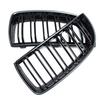 For BMW E90 E91 4 Door 2005 2006 2007 2008 #GCP-039011 Pair Front Gloss Black Double Slat Sport Kidney Grille Grill Set