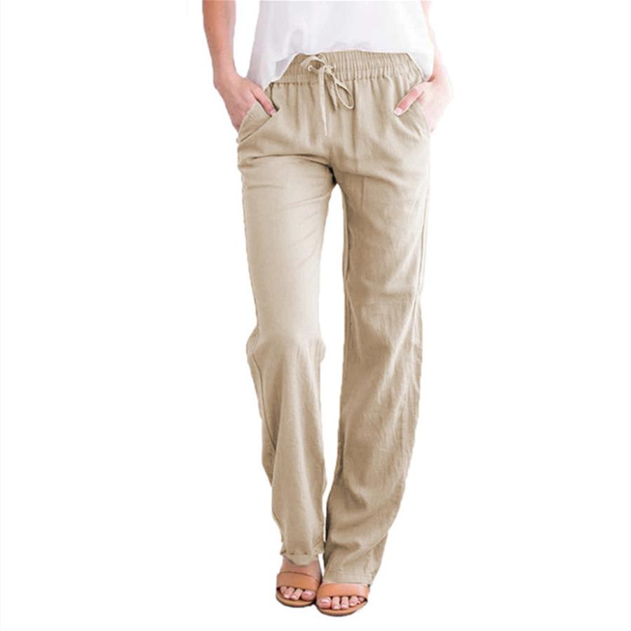 Women's Summer Casual Wide Leg Pants High Waist Tie Belt Loose Cotton Linen Pants for Women