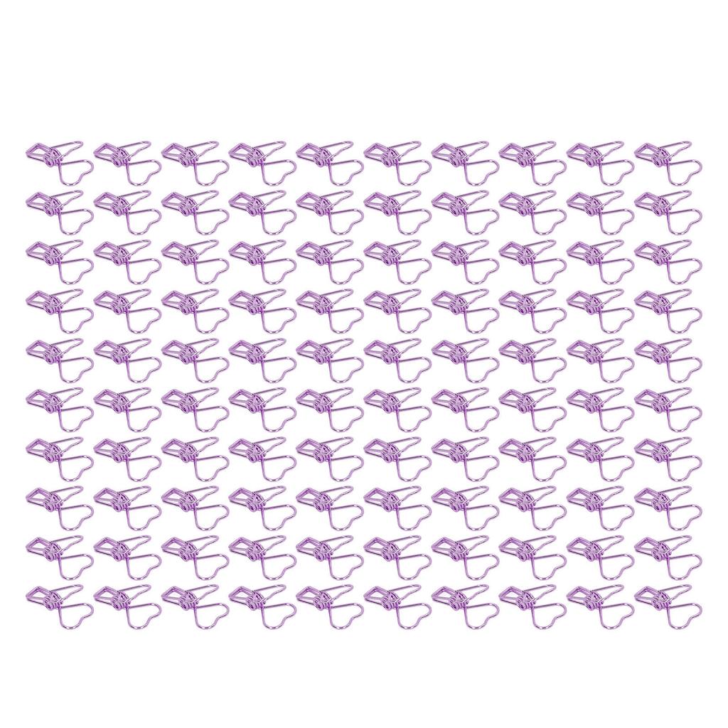 100 Pcs Binder Clips Hollow Heart Shape Strong Clamping Force Metal Small Binder Clips for Office