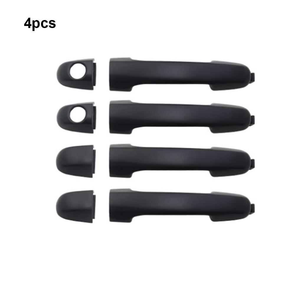 4pcs Sturdy Car Decorative Accessories Exterior Door Handle Cover In Black Black Appearance Is