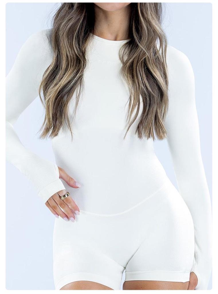 Seamless Quick-Dry Long Sleeve Yoga Bodysuit: European & Asian Fit