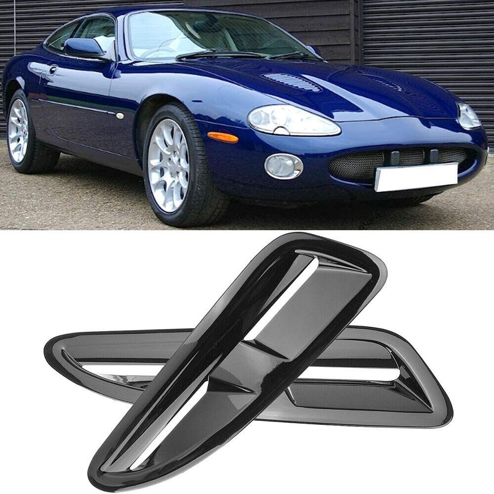 2Pcs Car Gloss Black Front Bonnet Vents Cover Trim For Jaguar XKR XK8 Decoration