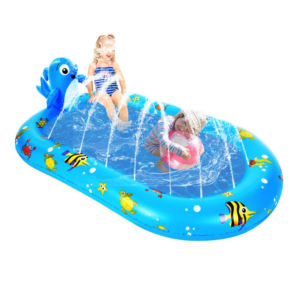 Guard for Kids, Large Inflatable Pool, Cute Shape, Thick Pool Water Mat, Outdoor Water Play Sprinkler Pad