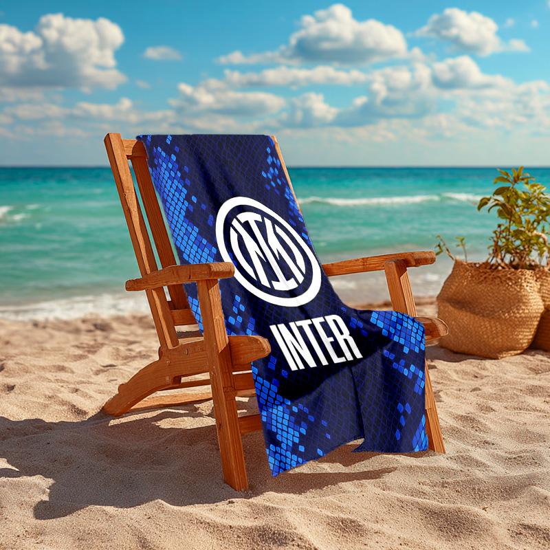 1pc Internazionale Milano Beach Towel, Comfortable and Thick, and Swimming/Bath/Picnic/Camping Towel, Suitable for Seaside Beaches