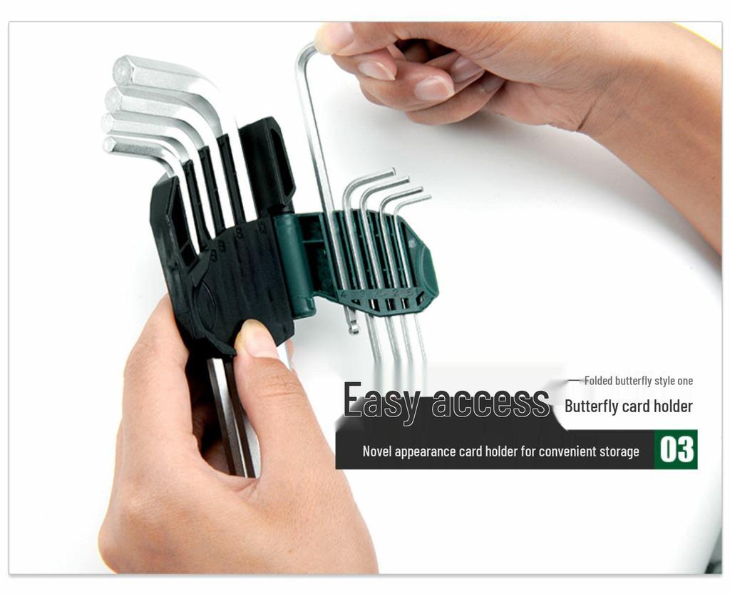 Hex Wrench Set - Mini, Extra Long, Ball & Flat Head, Available in 7, 8, 9, 10, 14 Pieces (Model 09105)