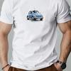 Men Casual Summer T-Shirt with Car Pattern Round Neck Short Sleeve Cotton Non-Transparent Men Clothing