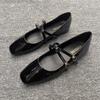 Fashion Flat Shoes for Women Spring Autumn 2025 Vintage Patent Leather Mary Jane Shoes Square Toe Plus Size 43 44 Single Shoes for Women