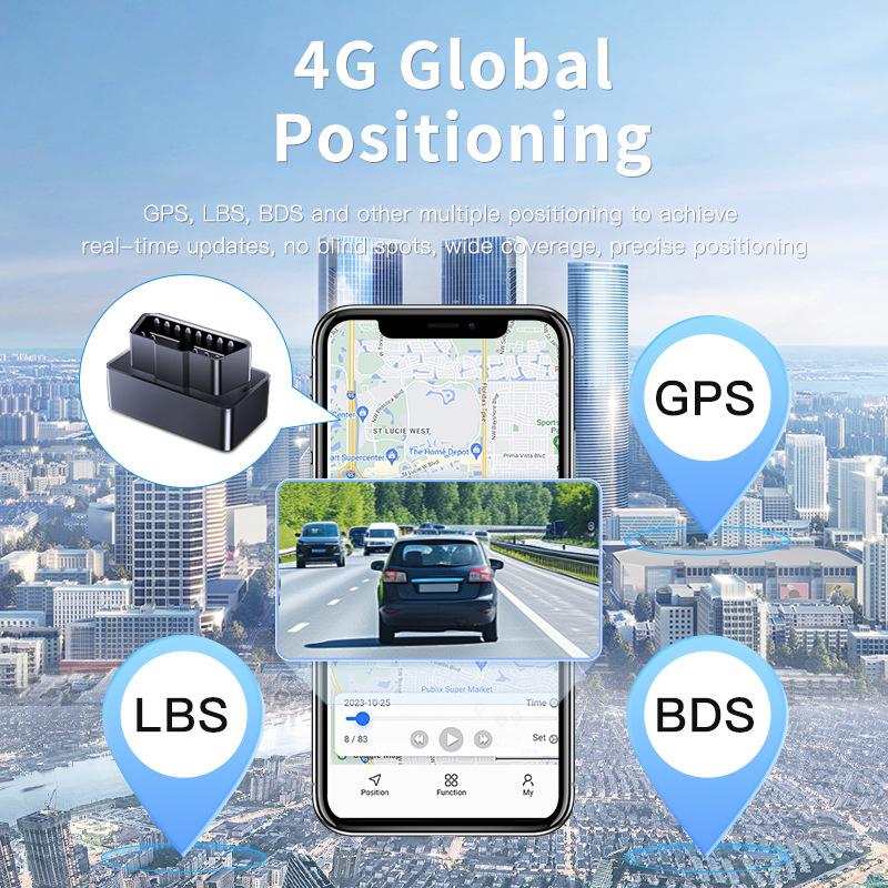 CD Mini OBD GPS Tracker 4G OBD II Plug Play Car GSM OBD2 Real Time Tracking Anti-Lost Device GPS Locator with Free APP
