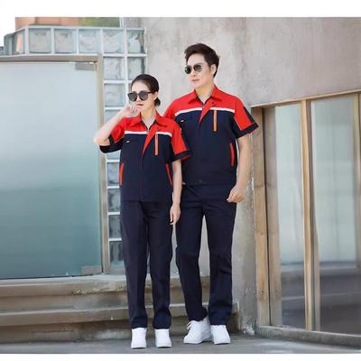 Summer Workwear Set: Men's & Women's Short Sleeve, Breathable, Thin Overalls with Large Pockets for Auto Repair & Labor Protection