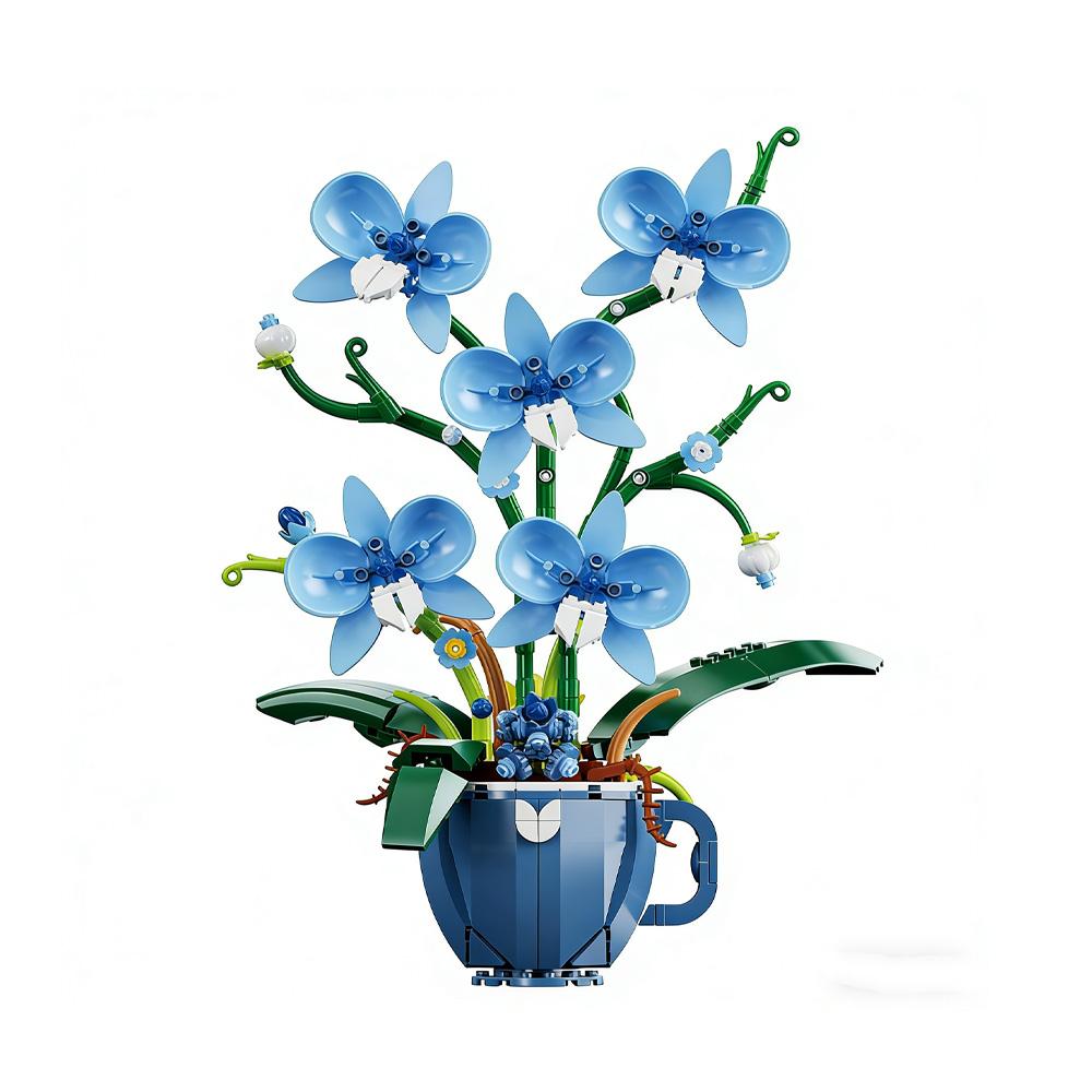 

567PCS Hot Building Block Set Bonsai Plant Model Flower Pot Blue Orchid Stress Relief Toy Birthday Gifts DIY STEM Model Kit 3D Interlocking no box