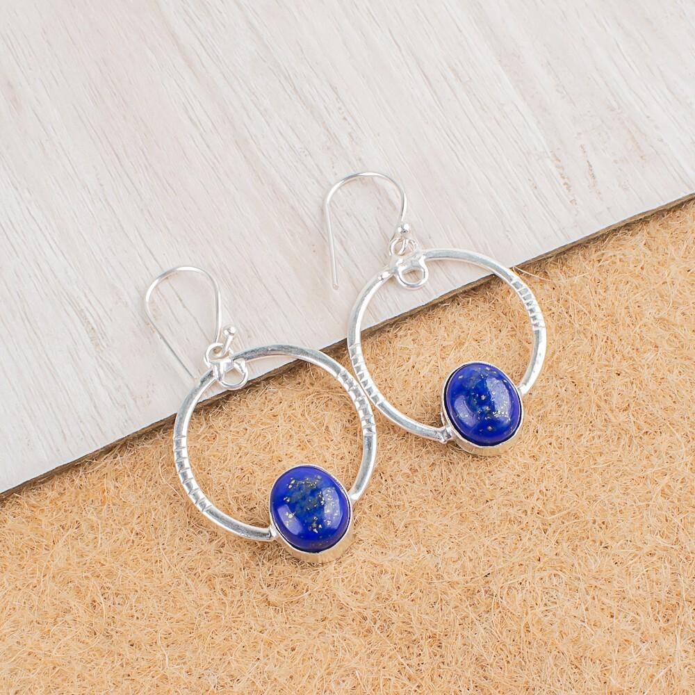

Lapis Lazuli Gemstone 925 Sterling Silver Handcrafted Jewelry Earrings 1.37 EE-67-35
