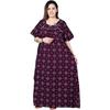 Purple Floral Printed Cotton Night Gown Indian Women Summer Night Wear Nighty