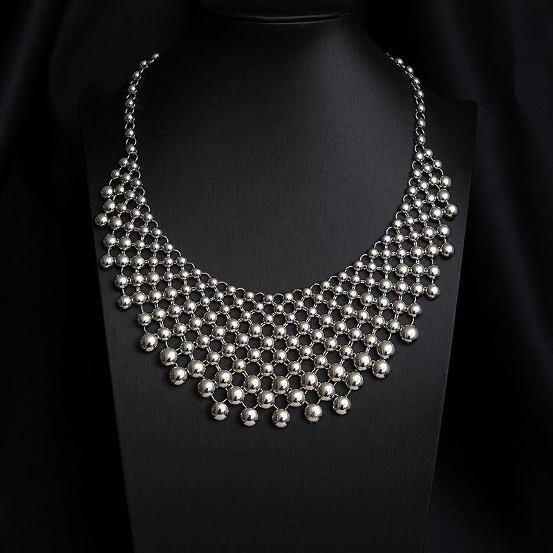 Necklace Geometric Round Splicing Personalized Necklace Exaggerated Wind Metal Tassel Clavicle Chain