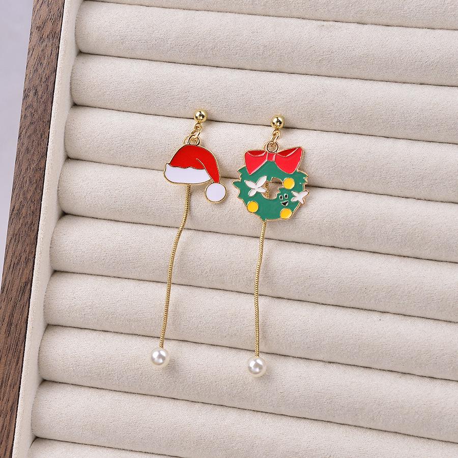 Европейская и американская мода Рождественские серьги: Кисточка, Жемчуг, Леденец, Олень, Колокольчик и Дизайн Рождественской Елки