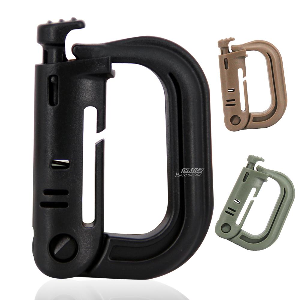 OEM/ODM 6#D Shaped Plastic 55mm Molle Snap Tactical Quick Link Spring Camping Hiking Bag Clip Full Black Key Chain Carabiner