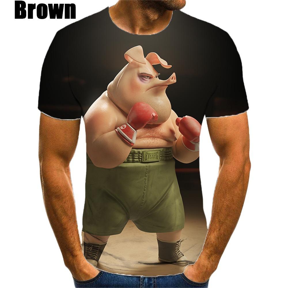 

Новая модная футболка с принтом свиньи 3D для мужчин и женщин, летняя повседневная рубашка с коротким рукавом и круглым вырезом 6XL