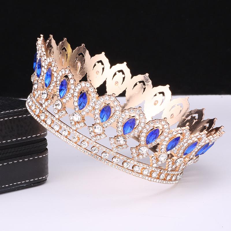 New Baroque Bridal Crown Round Multicolor Crown King Queen Birthday Party Alloy Hair Accessories