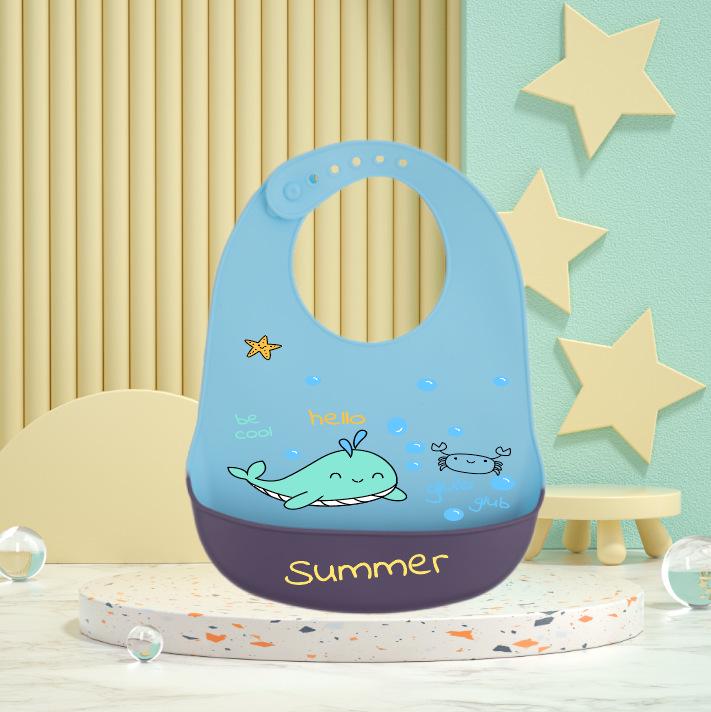 Waterproof Silicone Baby Bib - Large, Wash-Free, Drool & Meal Bib for Newborns and Children