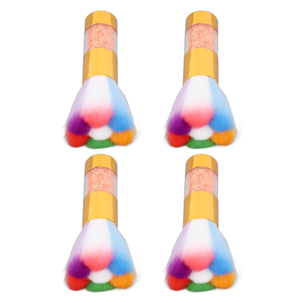 4pcs Manicure Duster Tool with Rhinestone Colourful Soft Thickened Ergonomic Nail Art Dust Remover Brush for Makeup