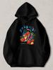 Black Pullover Hoodie with Fresh Strawberry Basket Graphic FRESHEST Text Print Casual Streetwear Sweatshirt for Daily Wear