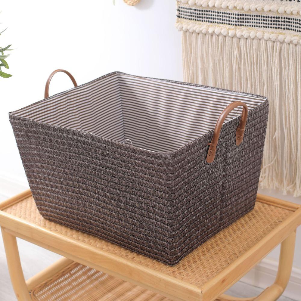 with Handle Clothes Organizer Box Straw Storage Basket High Quality Snack Container  Bathroom