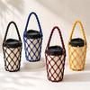 Reusable Woven Coffee Cup Holder Handmade Mesh Water Bottle Carry Bag with Shoulder Strap for Walking Office Picnic Travel