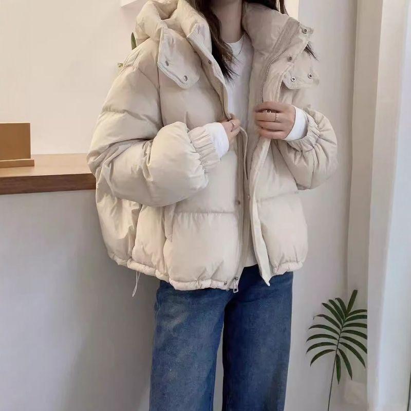 Fashion Maillard Short Hooded Down Padded Jacket Women's Winter Loose Thick Padded Jacket Trend
