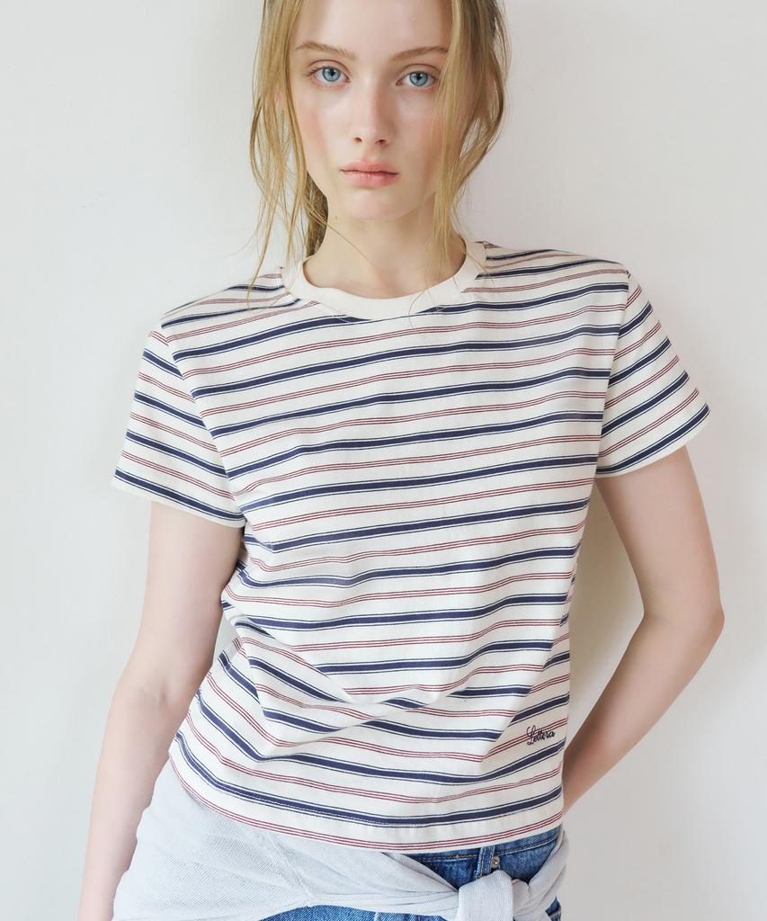 LETTERA Mini Logo Detail Stripe T-Shirts