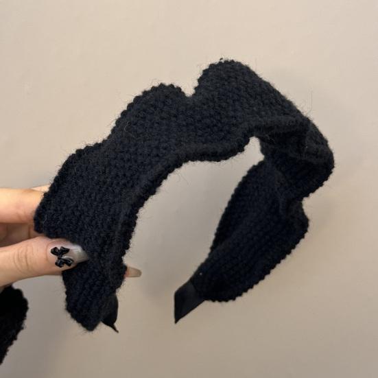 Hair Hoop Non-Pressing Design Soft Knit Headband Wide Pleated High Hair Accessory Crown Autumn Winter