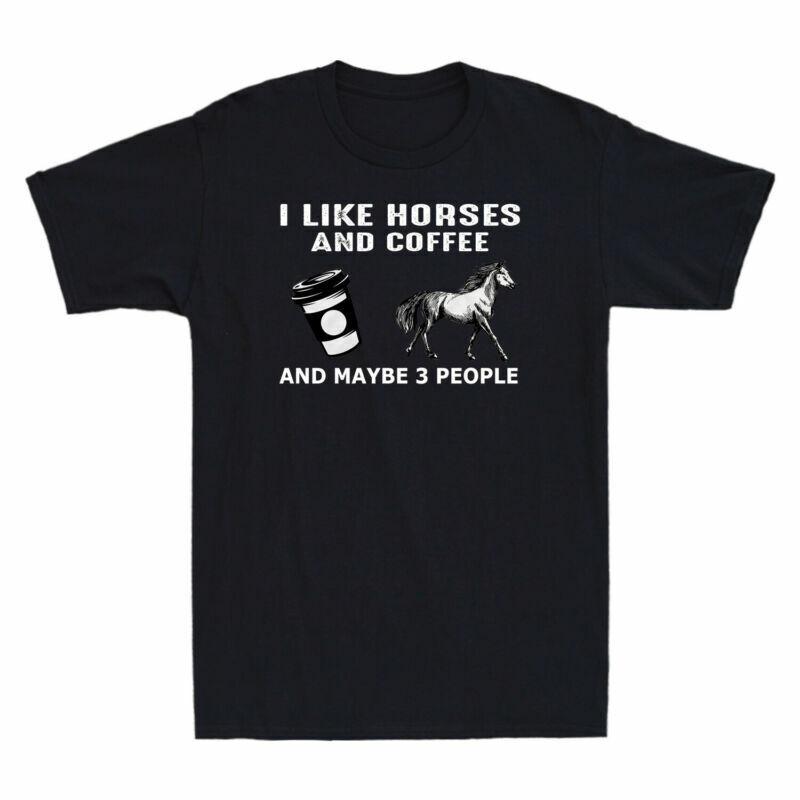 Tee Shirt Cotton Horses 3 Maybe Like And Black Coffee Tshirt And I Retro People S