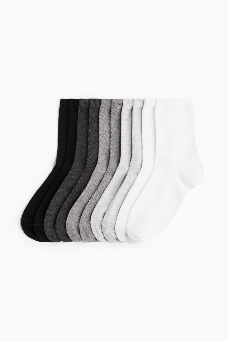 

H M socks 10 pair set white grey marl black