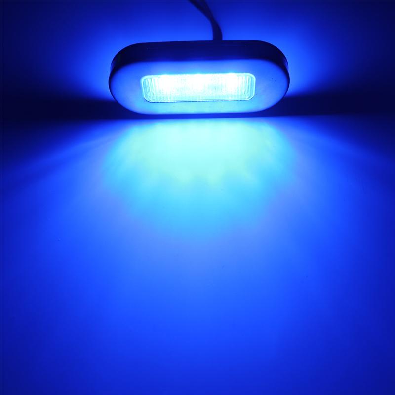 

3 светодиода 12 В, боковой габаритный фонарь для палубы, лодки, лестницы, индикатор поворота, задний фонарь, морская яхта, автофургон, кемпер, прицеп, водонепроницаемый синий