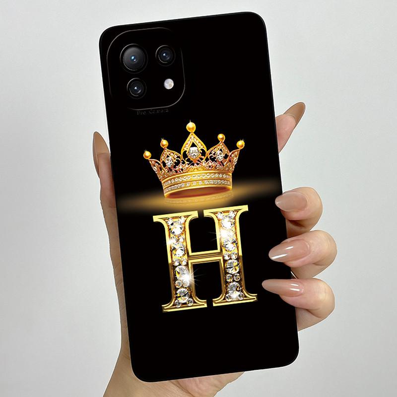 For Xiaomi Mi 11 Lite / 11 Lite 5G / 11 Lite 5G NE Crown Initial Letter Couple Phone Case Soft Silicone TPU Protective Casing