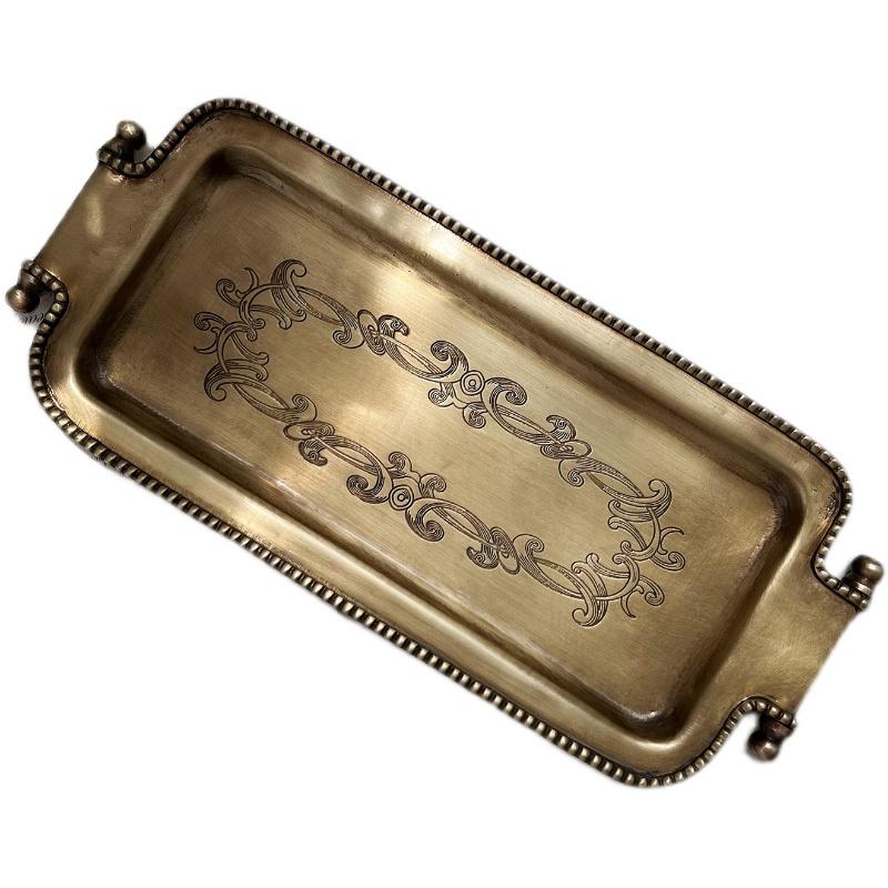 Imported Brass Storage Plate Carved Aromatherapy Organizer Palace Ornament Snack Tray Vintage Dish Decorative Serving Plate