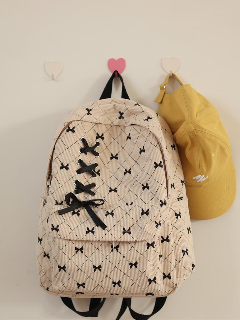 Schoolbag Student School Bag Cute Bow Ribbon Large Capacity Backpack Computer Backpack 1011 Spring New Casual Bag