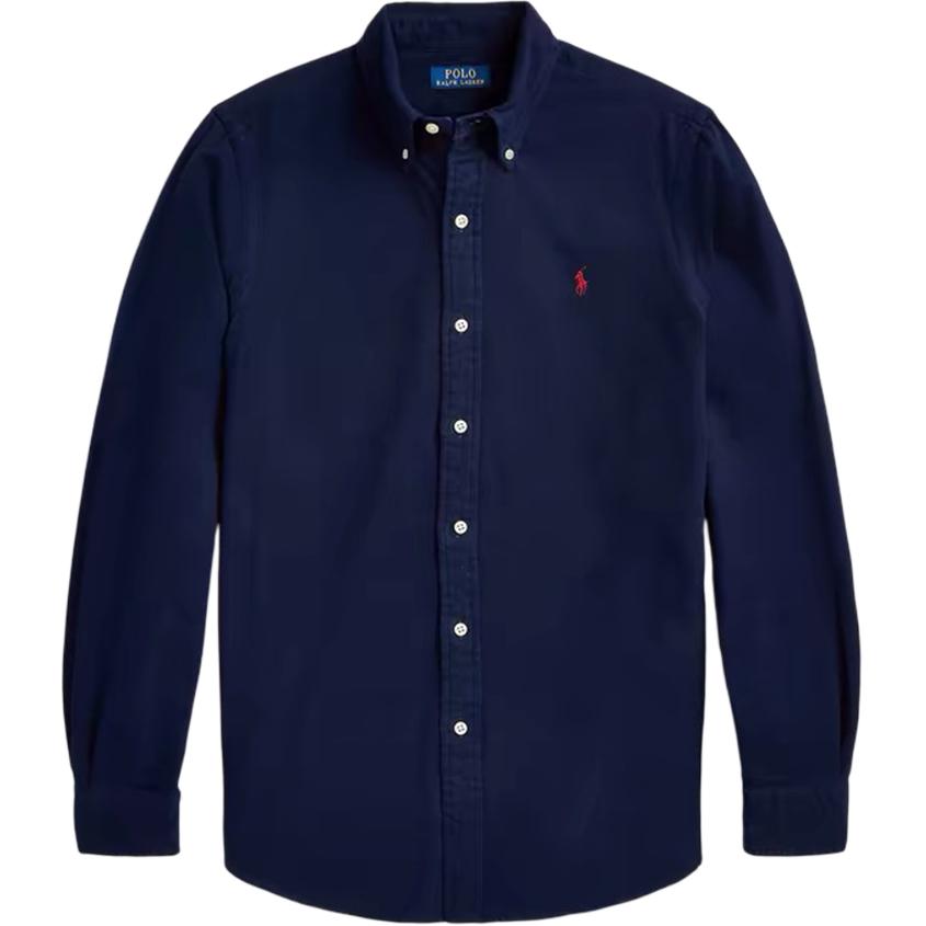 

Polo Ralph Lauren Однотонная однобортная рубашка с воротником на пуговицах и длинным рукавом для мужчин, синяя 710922280-005