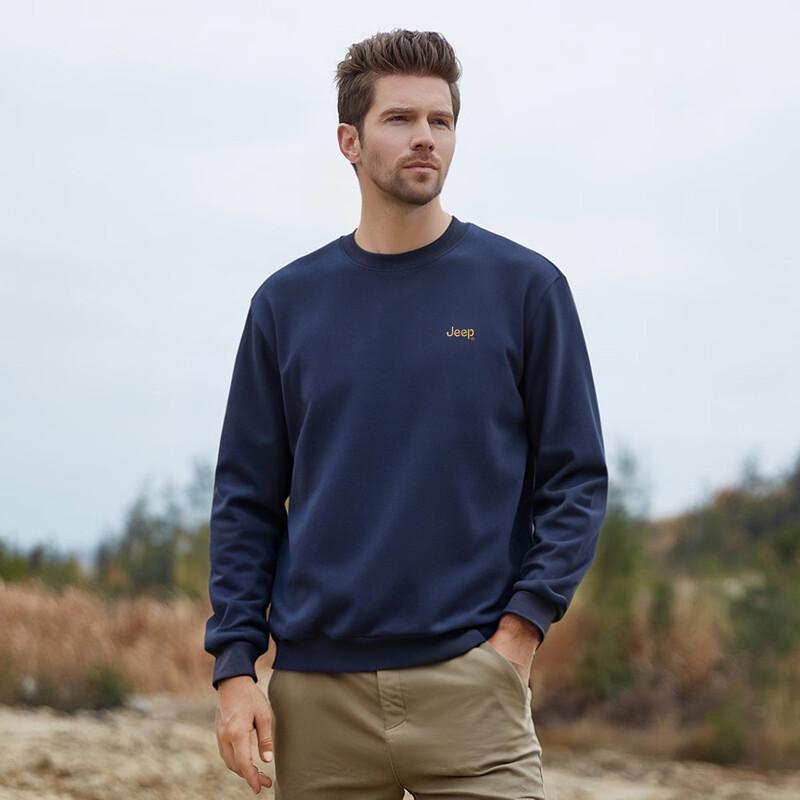 Jeep Men's Casual Loose Fit Crew Neck Sweatshirt