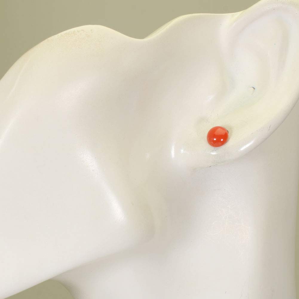 Mediterranean Coral Gold Undyed Earrings, Semicircular, Filled,
