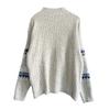 Winter Women Christmas Sweater Half-high Collar Color Matching Snowflake Pattern Long Sleeve Knitwear Thick