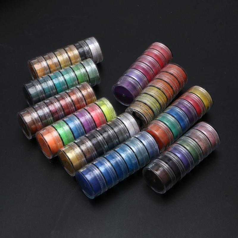 10x/set 60 Color Pigment Powder Dye for Slime Soap Bath Bomb Candle Making Colorant Cosmetic Pearl Powder for Nail Decor