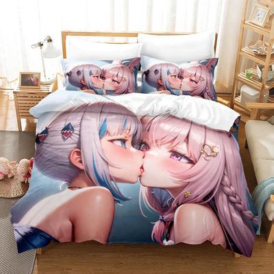 Kawaii Pipkin Pippa Bettwäsche-Set Einzelbett Doppelbett Full Queen King Size Bettwäsche-Set Schlafzimmer für Erwachsene und Kinder Bettbezug-Sets Anime Bettwäsche-Set