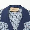 GUCCI 690464 22Stainless Steel 690464 ZAIZX Geometric G Print Short Sleeve Bowling Shirt tops 48 blueUsed